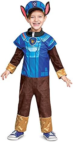 Chase Costume Hat and Jumpsuit for Boys, Paw Patrol Movie Character Outfit with Badge, Classic Toddler Size Large (4-6) Multicolored
