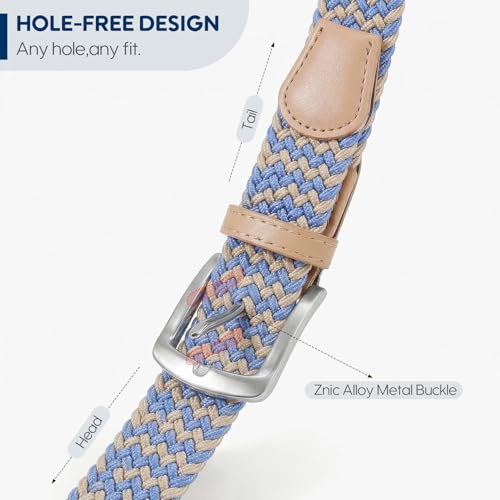 Image of SUOSDEY Men Stretch Braided Belt, Elastic Belt for Jeans Pants Casual Golf Belt 1 3 /8 inch