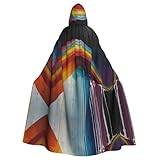 Structure du produit : cette cape de peinture à l'huile arc-en-ciel dispose d'une capuche surdimensionnée, d'un nœud papillon et pas de fermeture éclair, ajoutant une touche de couleur à n'importe quelle tenue de vacances d'hiver, vous assurant un look radieux pendant les froides journées d'hiver, que ce soit pour Noël ou le Nouvel An.