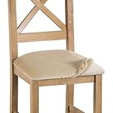 Gute 4er Set Stuhlbezug Sitzfläche,Samt Stretch Esszimmerstuhl Sitzbezüge, Abnehmbar Waschbar Schonbezug Hussen für Restaurant,Zuhause,Hotel,Bankett,Bürostühle(Beige)