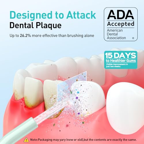 COSLUS Water Dental Flosser Teeth Pick C20: ADA Accepted, Portable Cordless Oral Irrigator 300ML Rechargeable Travel Irrigation Cleaner IPX7 Waterproof Electric Flossing Machine for Teeth, Green — view 2