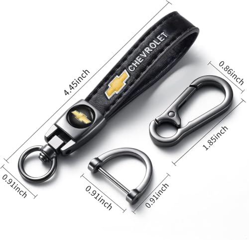Image of Genuine Leather Key Chain Set For Chevy Malibu Camaro Trax Traverse Sonic Cruze Volt Equinox Spark Keyring Keychain Accessories Family Present(Black)