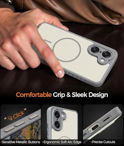 Image of VONZEE Matte Magnetic Case Compatible for OnePlus Nord CE 5 5G Wireless Charging Shockproof Anti-Scratch TPU PC Slim Fit Full Protection Phone Cover for OnePlus Nord CE 5 5G-Grey