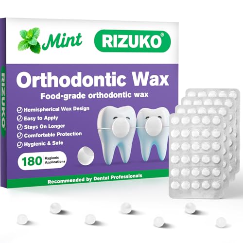 Zahnspangenwachs für Zahnspangen (180 Stück) - Minzgeschmack einzeln verpackte Dentalwachs-Perlen unsichtbarer Komfort für Brackets & Drähte lebensmittelecht