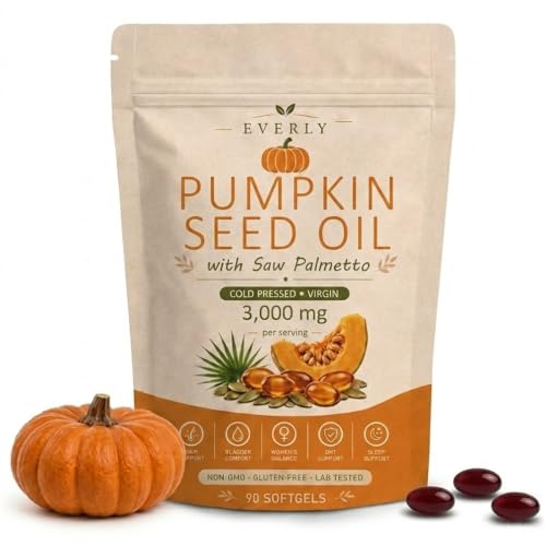 Everly Pumpkin Seed Oil with Saw Palmetto 90 Softgels for Women & Men