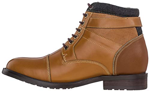 Image of CALTO Men's Invisible Height Increasing Elevator Shoes - Brown Leather Lace-up Cap-toe Ankle Boots - T5100 - Size 9 D(M) US - 3.2 Inches Taller