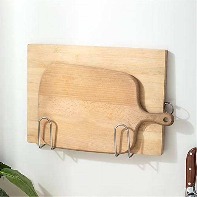 4 Pairs of Pot Lid Organizer, Stainless Steel Wall Mounted Lid Holder,Adjustable Cabinet Door Self Adhesive Pan Lid Organizer Pot Hangers for Kitchen Wall Mount (Silver-1)