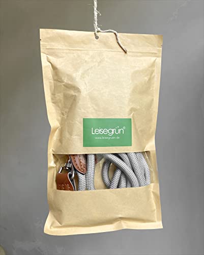 Leisegrün Hundeleine kleine Hunde leicht - Führleine 3m verstellbar mit 2 Karabiner - 3 Meter lang x 0,8 cm - Nur 200 g - Modell Devon - Hellgrau