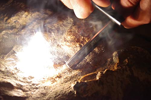 Wisemen Trading 1/2 x 6 Inch Pocket Survival Flint Fire Starter Ferrocerium Ferro Rod with U Shaped Striker That fits Around The Rod.