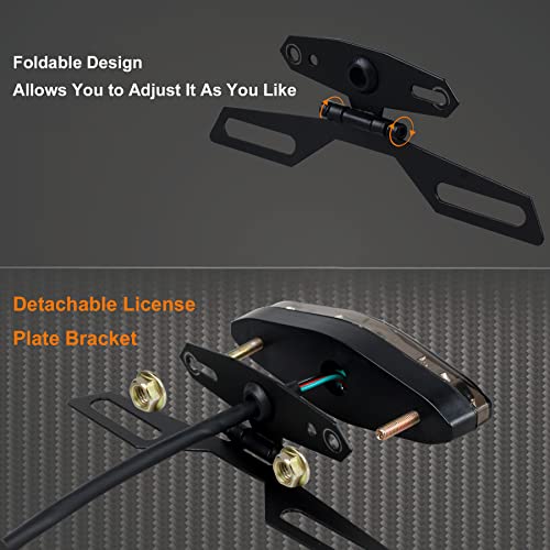 Quasco Universal Motorcycle Tail Lights Smoked Led Brake Light, Atv Dirt Bike Taillight With License Plate Bracket Compatible With Honda Yamaha Kawasaki Suzuki Quad Chopper Turing Cruiser Off-Road #TOP2