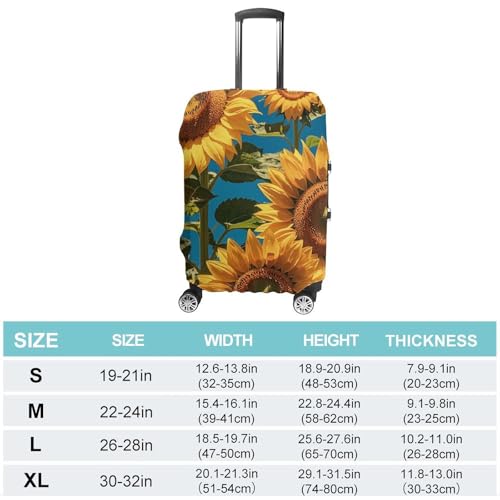 Elastic Luggage Cover Protector Sunflower Flower Washable Suitcase Sleeve Durable Travel Suitcase Case Cover with Zipper Openings Fits 19-32 Inch Luggage (M)2