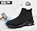 LARNMERN Steel Toe Shoes Men Women Waterproof Work Boots Non Slip Safety Sneakers Slip On Industrial Cushion Boots(12 Men, Black)