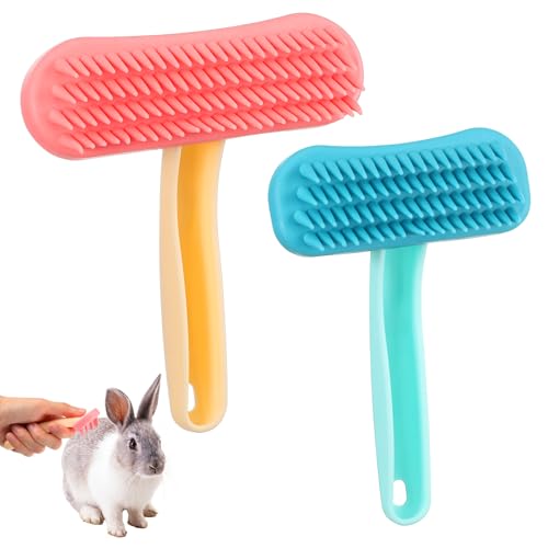 2Pcs Rabbit Brush, Silicone Rabbit Grooming Brush - Small Pets