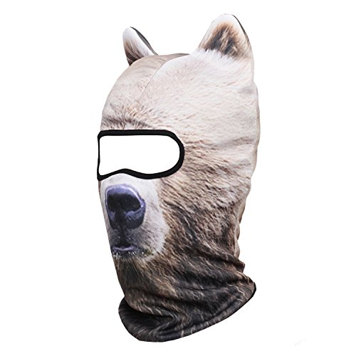 Wtactful 3D Animal Ears Balaclava Breathable Cover Hood Face Mask Sun Protection For Skiing Snowmobile Riding Hunting Music Festivals Raves Halloween Party Activities Russian Brown Bear Meb-12 #TOP2