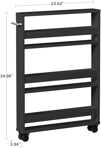 Miniatura 7 de MUSEHOMEINC Despensa de cocina compacta, carrito de almacenamiento extraíble de 3 niveles, estante de despensa enrollable delgado para espacios