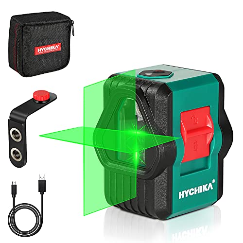 Laser Level, HYCHIKA 150 Ft Green Laser Line Level, Dual Modules (Horizontal/Vertical/Cross Line), Rechargeable Laser Level for Picture Hanging Construction Wall Writing Tile Installation