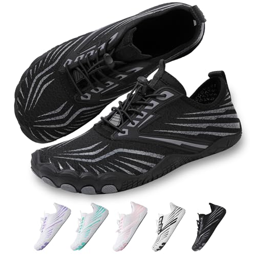 Image of Beach Water Shoes for Women Men Quick Dry Non-Slip Wide Toe Hike Barefoot Footwear for Beach Pool Aqua Swim Surf Walk