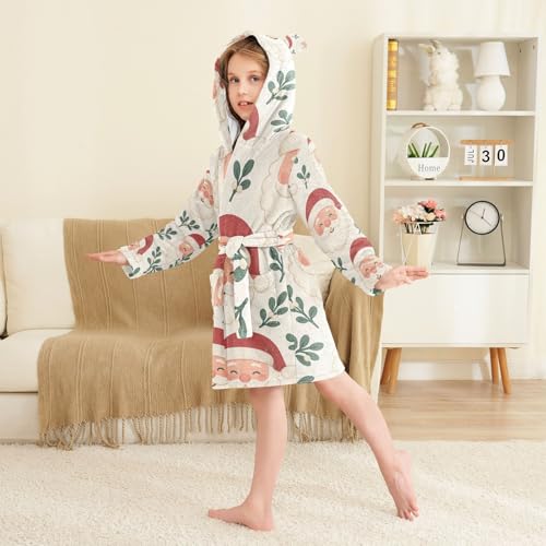 Seamless Santa Pattern Kids Hooded Robes Kids Robe For Girls3