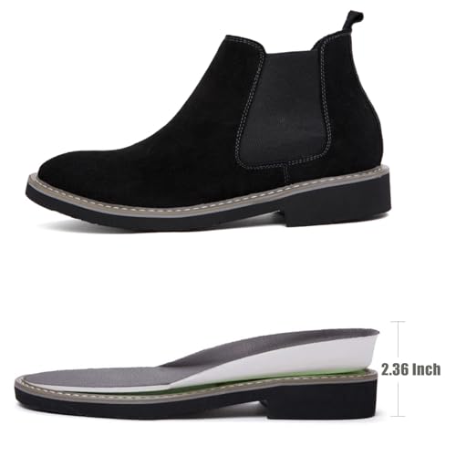 Men’s and Women’s Height Increasing Chelsea Boots - 2.36 Inches Taller, Suede Leather Slip-On Elevator Ankle Boots, Comfortable Formal and Casual Shoes2