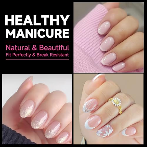 Image of UNA GELLA Oval Gel Nail Tips, 312 Pcs Short Oval Round Nails