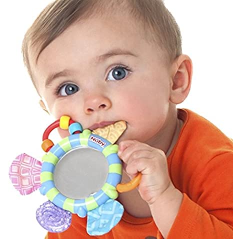 Image of Nuby Look-at-Me Mirror Teether Toy, Grey Cloud