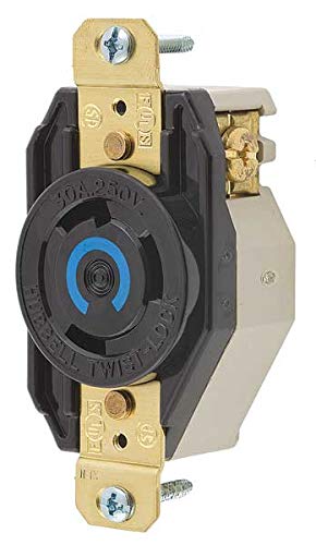 Hubbell 30A Twist-Lock Receptacle 2P 3W 250VAC L6-30R Black Plastic Outlet