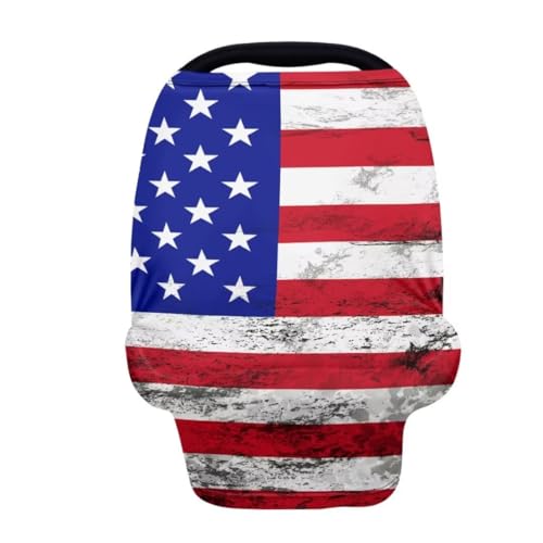 Image of Coldinair Vintage American Flag Baby Car Seat Covers for Boys or Girls,Multi-use Cover,Baby Carseat Canopy,Nursing Cover for Breastfeeding