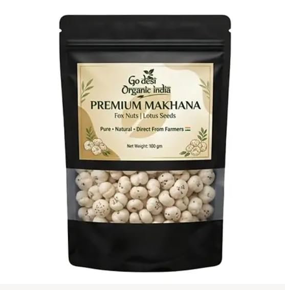 Go desi Organic india Premium Makhana, Fox Nuts, Lotus Seeds, Pure and Natural, 100 gm-picture-13