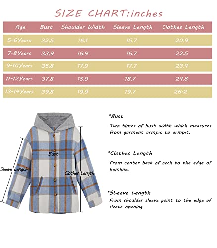 Image of Girls Cute Flannel Plaid Button Down Top with Pockets Long Sleeve Hooded Jacket