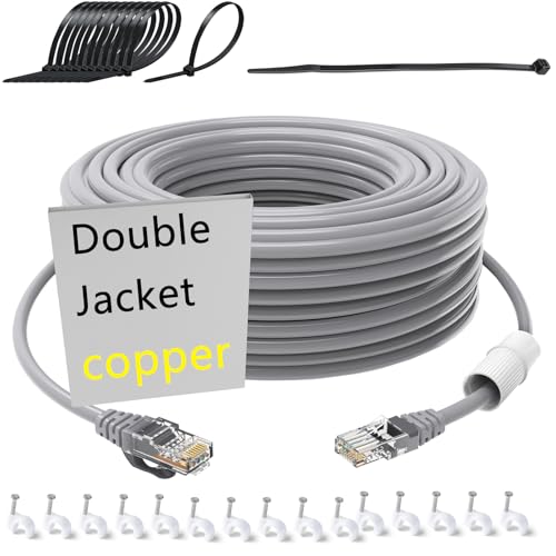 (OFC)Cat 6 Outdoor Ethernet Cable 100 ft,HDPE Double Jacket High Speed Heavy Duty Sturdy Waterproof Direct Internet Network Cable 100+ ft long ethernet cable POE Cable 5e RJ45 LAN Patch 30m 1 PCS