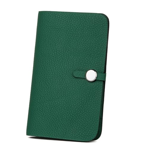 Fashion Brown Genuine Leather Long Wallet Women,Credit Card Passport Holder Female (Dark Green)