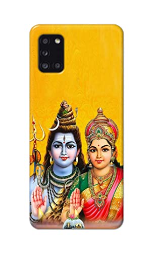 Image of PRINTFIDAA Lord Shiva Parvati Yellow Background Printed Designer Hard Back Case Cover for Samsung Galaxy A31, SM-A315F / DS, SM-A315G / DS -(SS) MVN1008