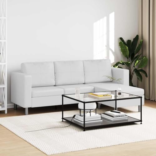 Mangloder Canapé sectionnel à 3 Places en Cuir synthétique Blanc avec méridienne réversible, Coussins rembourrés, Structure en Bois et Pieds chromés,...