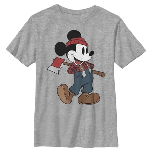 Tee-shirt Mickey Disney pour garçon style bûcheron gris chiné taille S
