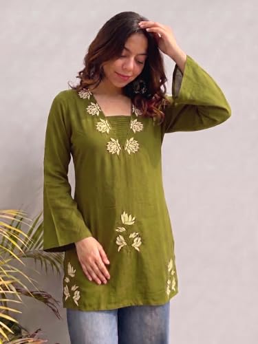 Image of ANNI Designer Cotton Short Kurti for Women | Stylish Kurti | Short Kurti Top | Casual Kurta for Women | Comfortable Cotton Kurtis for Womens