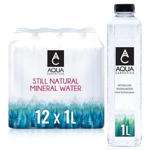 AQUA CARPATICA 1 L x 12 Still Water Premium Natürliches Mineralwasser, Mit Natürlichen Elektrolyten, 100% Recycelbar, BPA Frei, Perfekt für die Zubereitung von Babynahrung