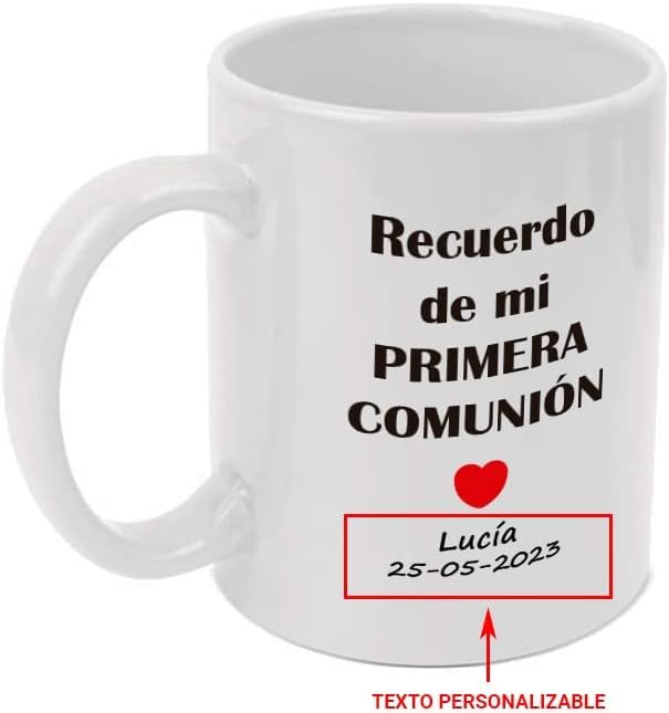 Adri. 25 Tazas personalizadas para comunión. Añade el nombre y la fecha. Regalo Original. Capacidad 350 ml (25 unidades, Diseño recuerdo de mi primera comunión)