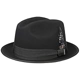 Wasserabweisend, Knautschbar Stetson Lento Player Wollhut Wollfilzhut Filzhut Herren - mit Futter, Ripsband Herbst-Winter - L (58-59 cm) schwarz
