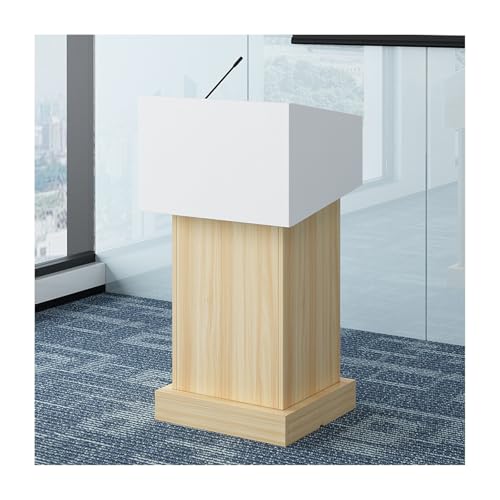 Mobilny stojak na podium z półką do przechowywania, wielofunkcyjny, dębowy pulpit do prezentacji, regulowana wysokość, w zestawie szuflada 73 x 127 cm