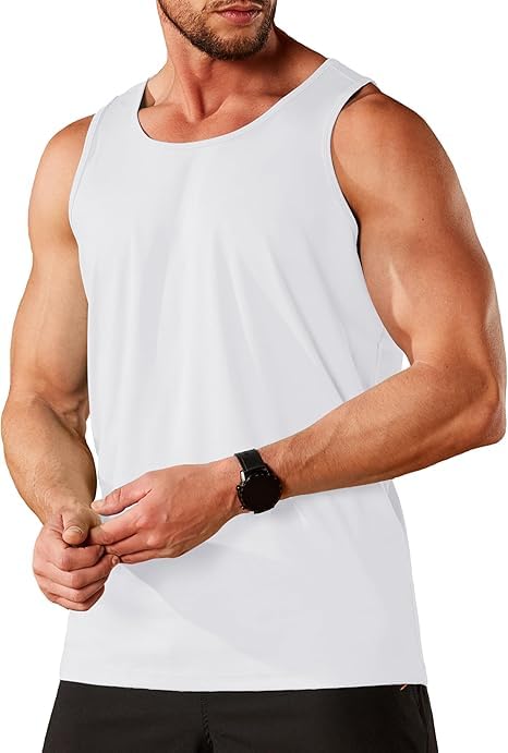 Men's Cotton Undershirts Tank Tops Sleeveless Plain Summer Vest Athletic wear, Easy Fit Sizes S to 5XL Single Pack2