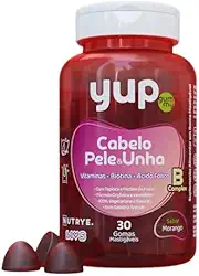 Cabelo, Pele e Unha: Suplemento em Gomas com Biotina – Sabor Morango – Fórmula Vegetariana para Fortalecimento e Beleza – Sem Glúten e Sem Lactose – 30 gomas - Nutrye