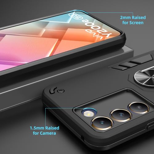 Image of NDCOM for Vivo Y200e 5G Back Cover | Vivo T3 5G Back Cover | Stylish and Protective Shockproof Ring Holder Case