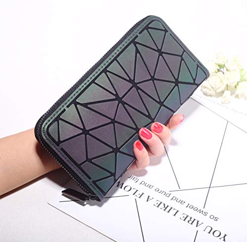 Fzchenrry Geometric Long Wallet And Purse Fashion Luminous Lattice Zip Purse Clutch For Women No.2 #TOP5