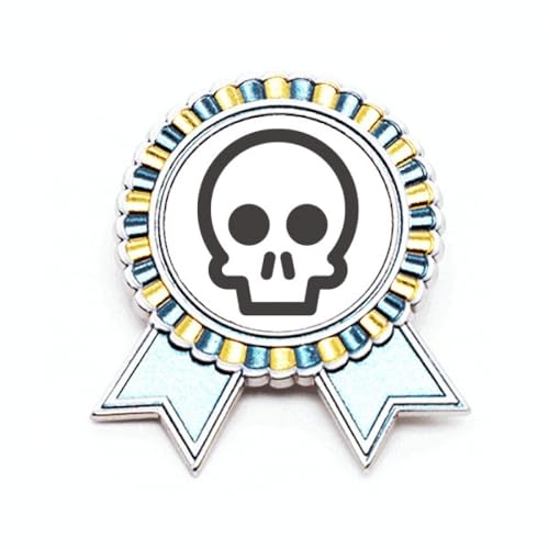 Broche squelette amusante visage dessin animé et badge métal taille M