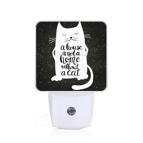 Image of Funny Cat Meow Night Light, Plug-into Wall Cat Lover Nightlight Lamp with Dusk to Dawn Sensor, Led Lamp 0.5W Energy Efficient for Boys Girls Adults Home Decor