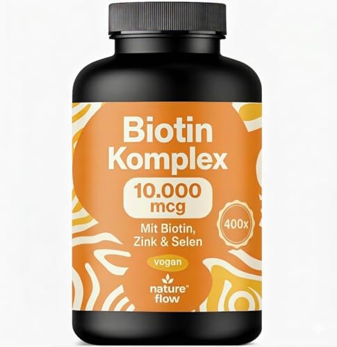 Biotin hochdosiert - 10.000 mcg - 400 Tabletten - Komplex mit Zink & Selen - Haut Haare Nägel - Vegan & produziert in Deutschland - Verpackung kann variieren
