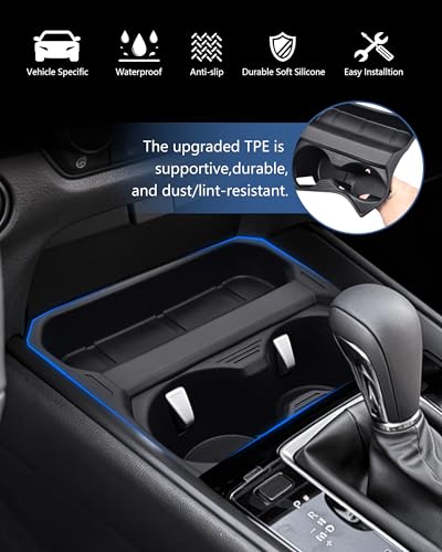 Image of Cup Holder Insert for 2023-2026 Mazda CX50, Soft TPE Rubber Cup Holder Liner for Center Console, Spill-Resistant Protector for Base /Select /Preferred /Premium /Turbo, Not for CX-5