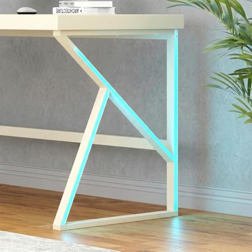 Image of Klaxon Modern Computer Table for Home PC - Multipurpose Office Desk for Home & Work | Gaming Table, Computer Table, Desktop Table for Home Office (K Type - White-2, Installation by Klaxon)
