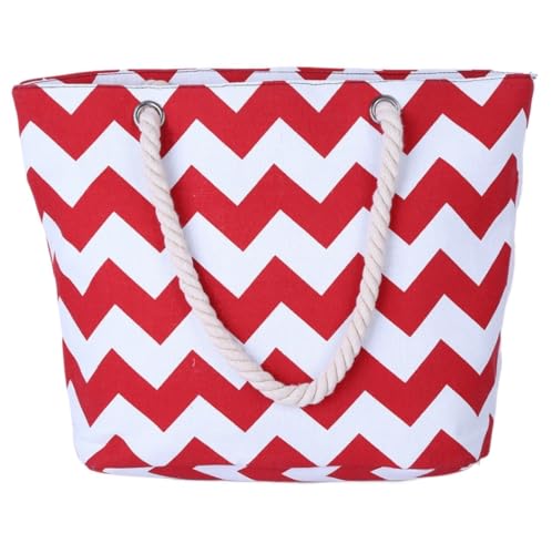 Sac de plage rayé gris grand format en toile pour voyage