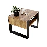 Durchgangsregal Couchtisch KARO rechteckiger Kaffeetisch aus Holz Modern Teetisch 65 x 53,6 45cm massiv und stabil (Halifax Eiche/Schwarz)